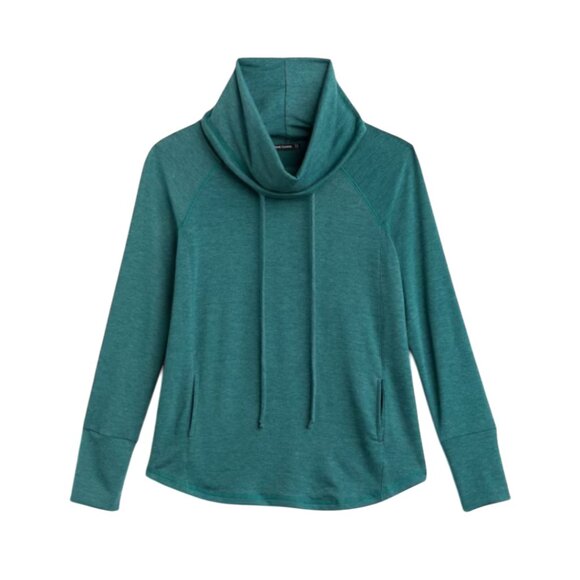 Pink Clover Sweaters - Pink Clover | Shenaya Knit Teal Green Cowl Neck Sweater with Drawsting | XL